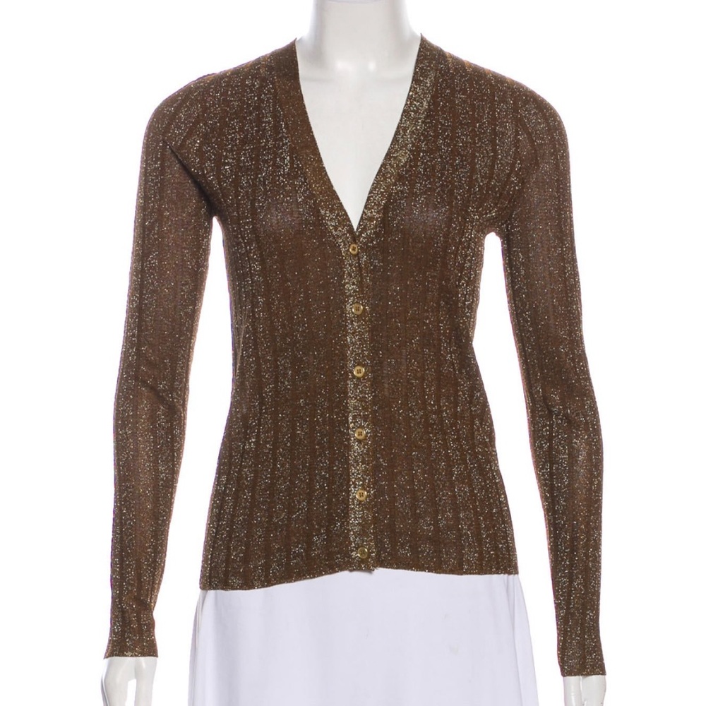 Vernica Beard Gold Metallic Cardigan